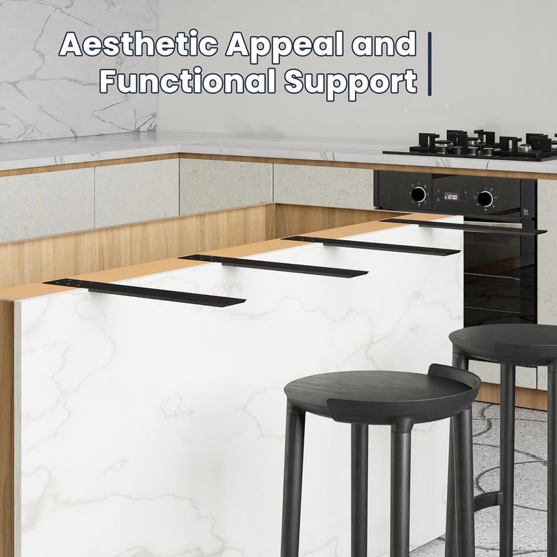 BATODA 16" Countertop Mounted Support Brackets (4 pcs) for Granite - Heavy Duty L Shelf Bracket - DIY Open Shelving Knee Wall Support - Mounting Hardware Included (Pack 4) - Image 4